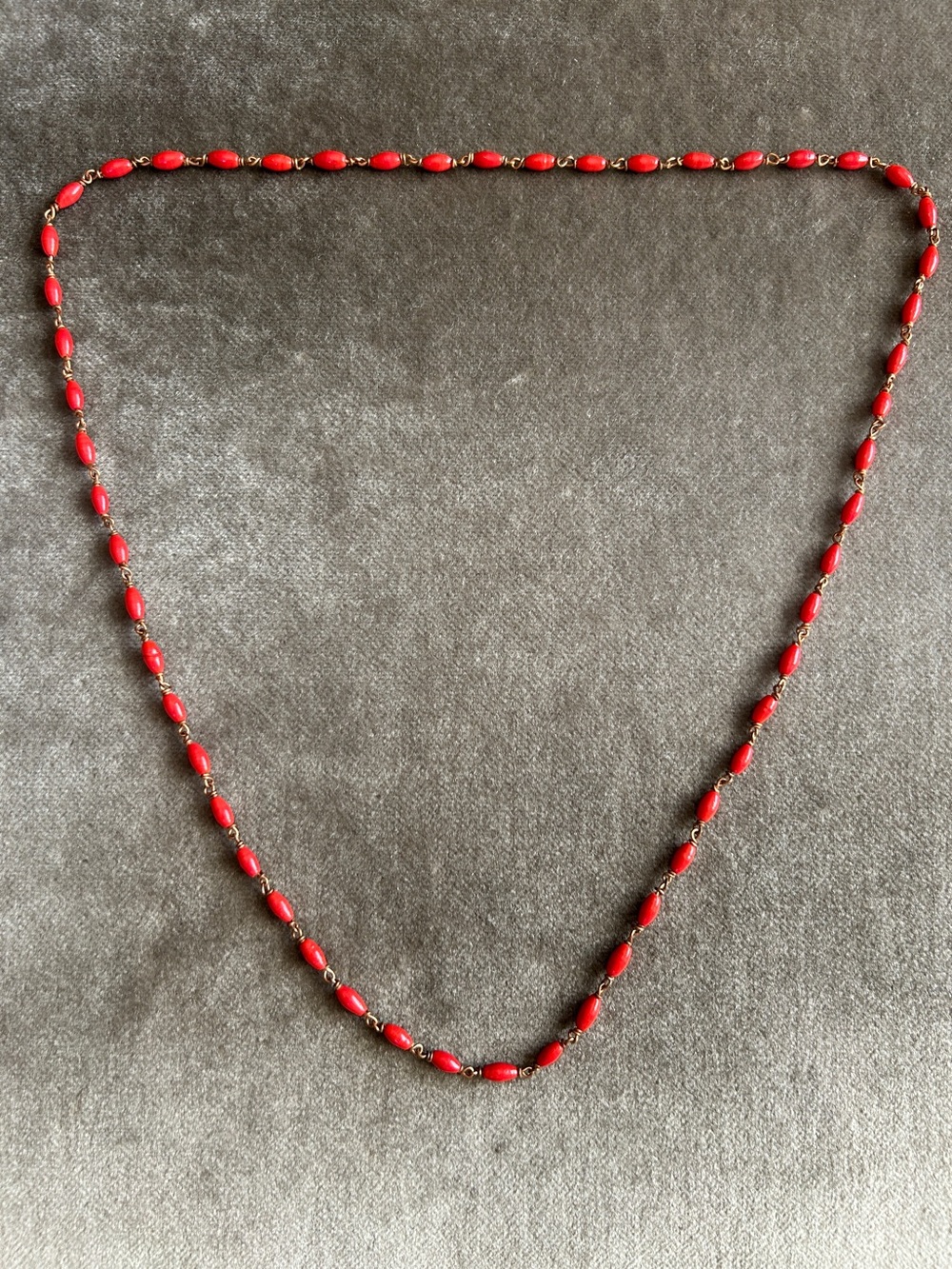 Coral Red Bead 27” Station Necklace - Women Jewelry
